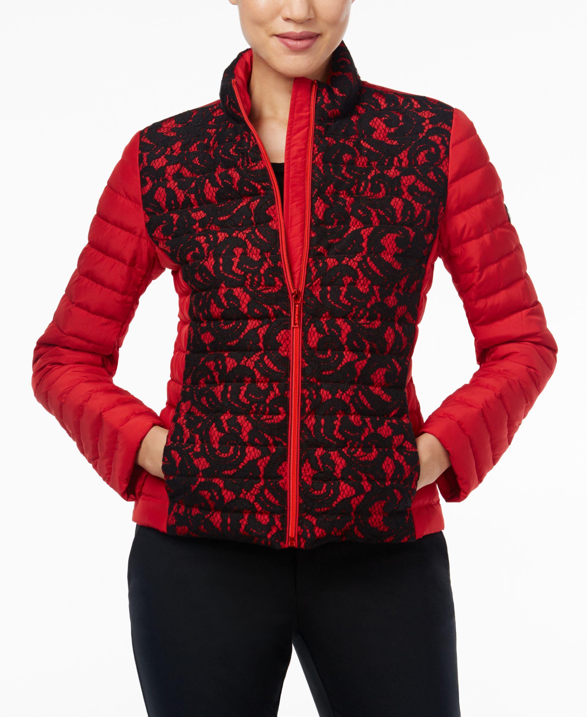 michael kors red puffer coat